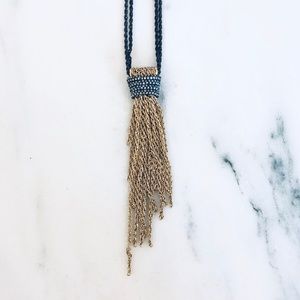 Gold and Black Stella & Dot Tassel Necklace